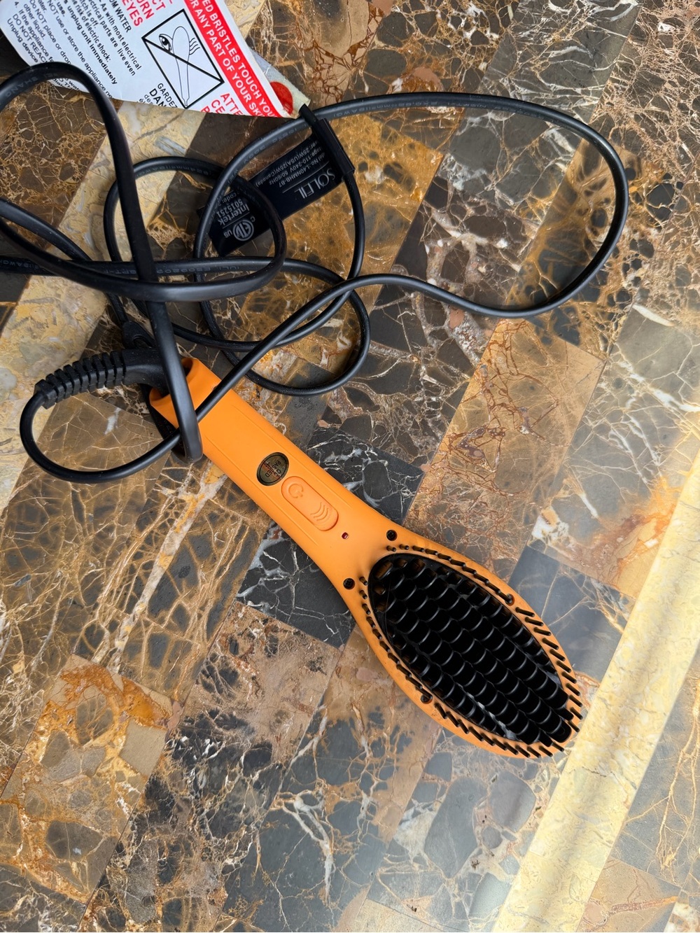 Orange Heated Straightening Brush - Detangling Hair Tool